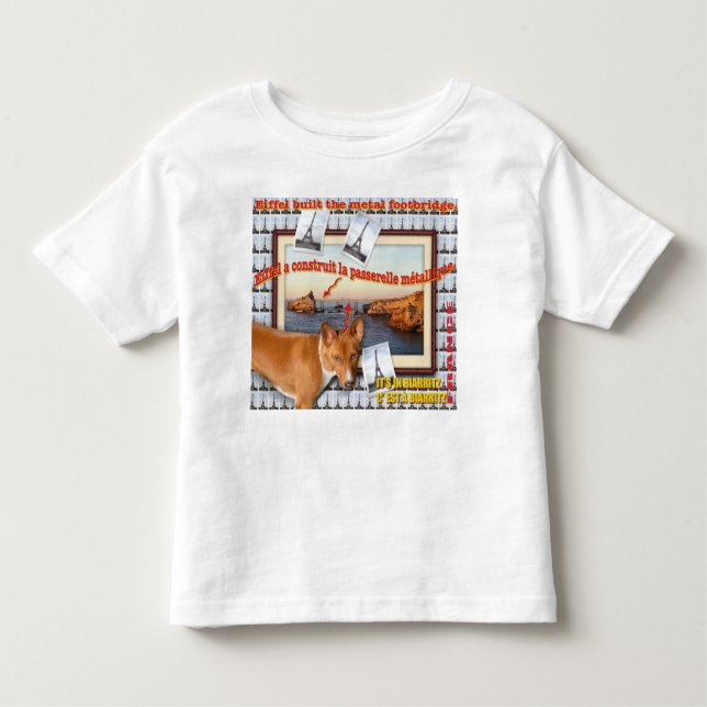 Eiffel built the metal footbridge. toddler t-shirt (Front)