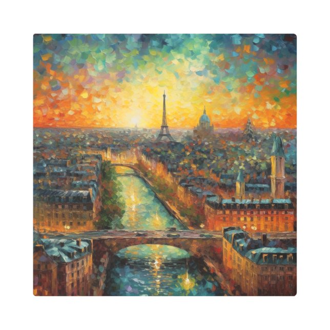 Eiffel Electric | High-Gloss Impressionist  Metal Print (Front)