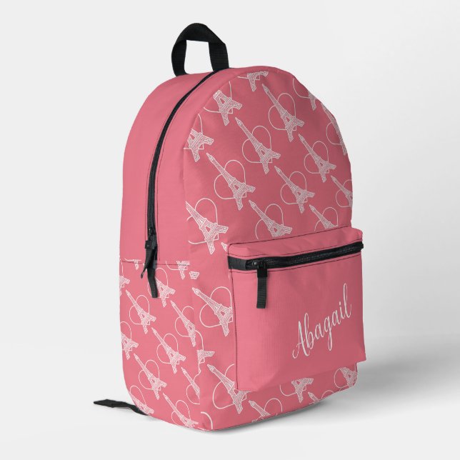 Eiffel Elegance Backpack — Customizable Style (Back Corner Left)