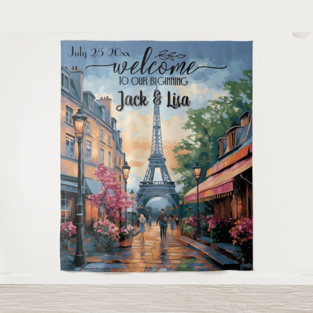 Eiffel Garden Elegance Wedding Backdrop (Front)
