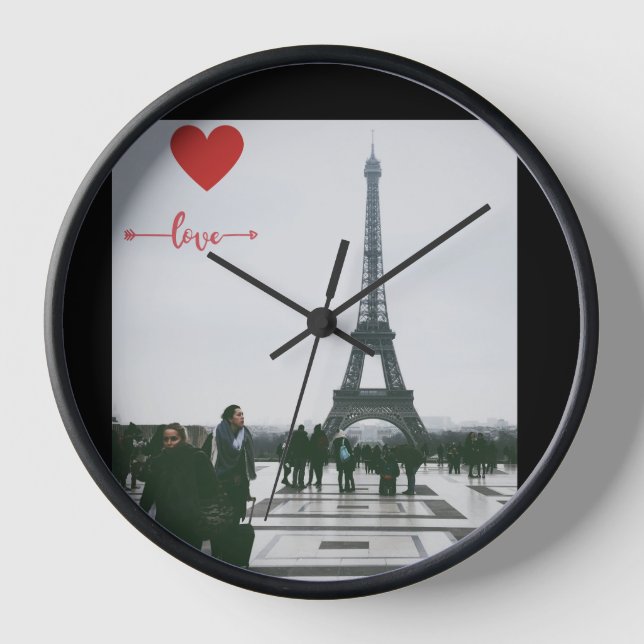 Eiffel Heart Love Clock (Front)
