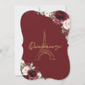 Eiffel Paris Quinceañera Burgundy Blush Floral Invitation (Back)