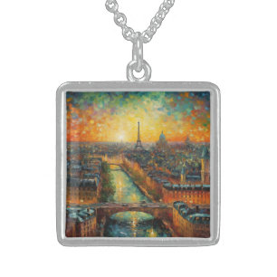 Eiffel Radiance Sterling Silver Impressionist Necklace