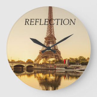 Eiffel Reflections  Large Clock