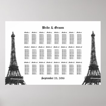 Eiffel Tower 24 Table Large Seating Chart by RiverJude at Zazzle