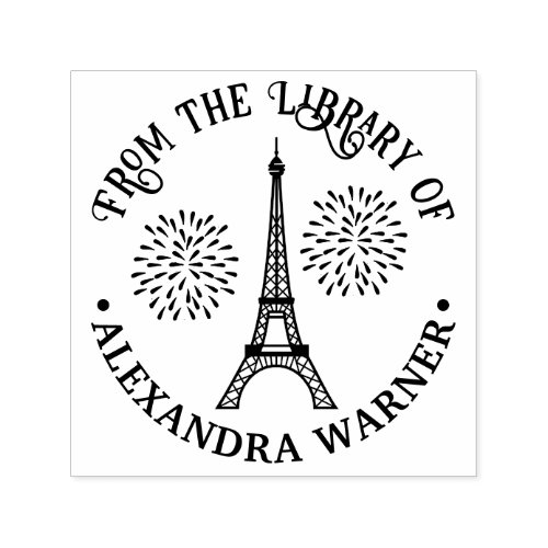 Eiffel Tower 2 Fireworks Library Book Name Self_inking Stamp
