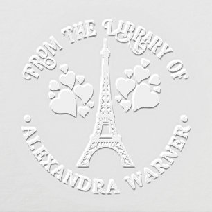 Eiffel Tower #2 Hearts Library Book Name Embosser