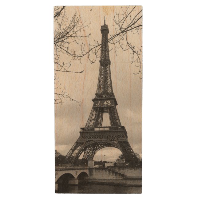 Eiffel Tower 7 Wood Flash Drive (Front Vertical)