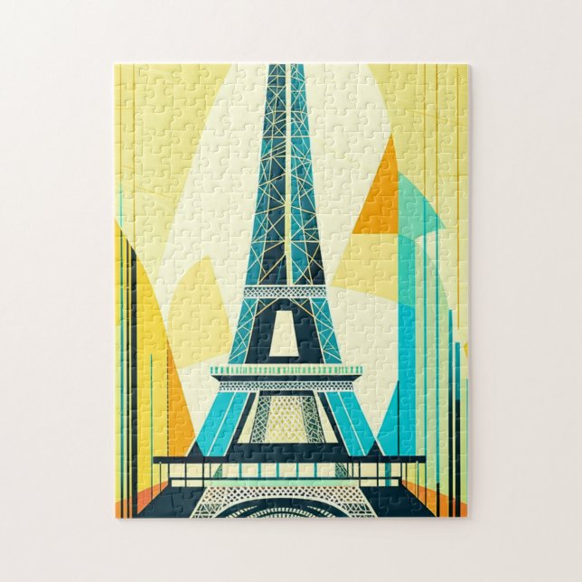 Eiffel Tower Abstract Mid-Century Modern Puzzle (Vertical)