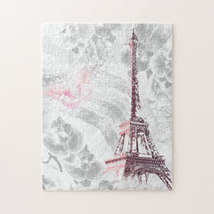 Eiffel tower against the background of orchids jigsaw puzzle