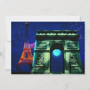 Eiffel Tower And Arc De Triomphe With Moon by inspirelove at Zazzle