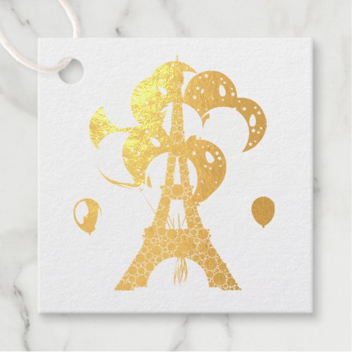 Eiffel Tower and Balloons Foil Favor Tags
