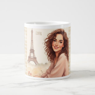 Eiffel Tower and Beautiful Women ,Paris, French Giant Coffee Mug