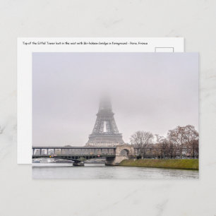 Eiffel Tower and Bir-hakeim bridge on a misty day Postcard