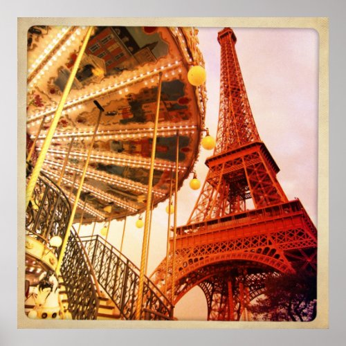 Eiffel Tower and Carrousel Poster