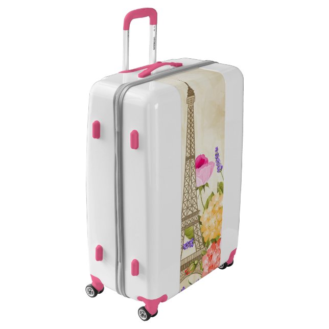 Eiffel Tower and Flowers Luggage (Rotated Left)