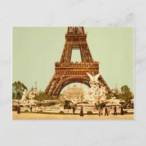 Eiffel Tower and fountain Expositio Paris France Postcard