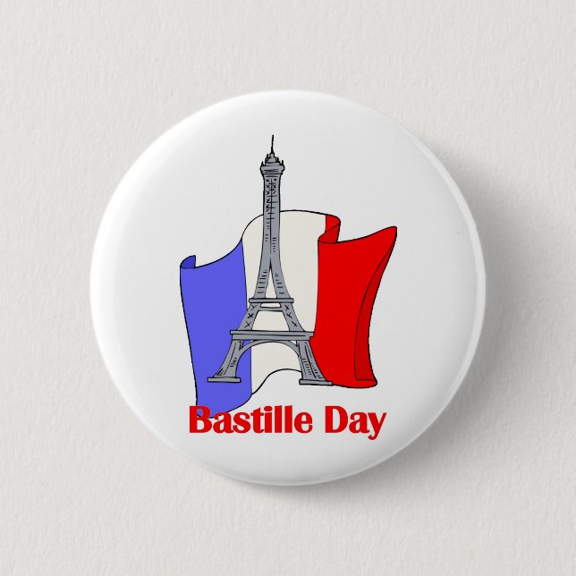 Eiffel Tower and French Flag Bastille Day Tees Button (Front)