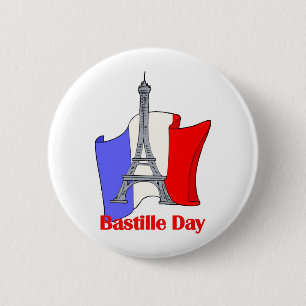 Eiffel Tower and French Flag Bastille Day Tees Button
