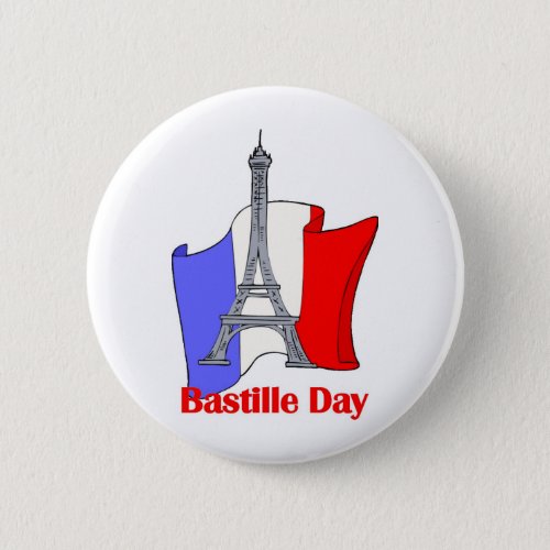 Eiffel Tower and French Flag Bastille Day Tees Button