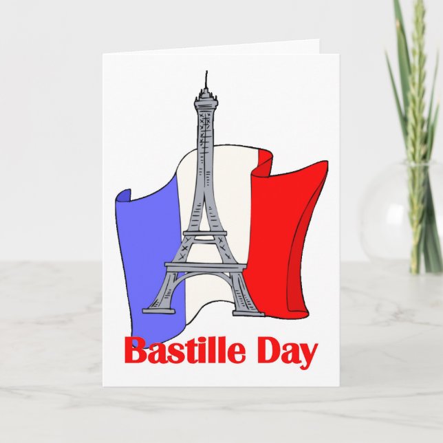 Eiffel Tower and French Flag Bastille Day Tees Card (Front)