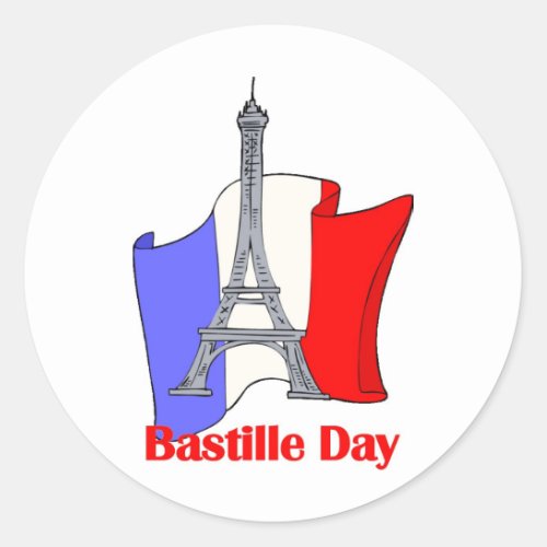 Eiffel Tower and French Flag Bastille Day Tees Classic Round Sticker