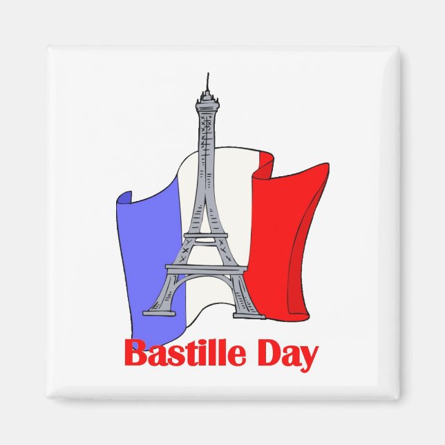 Eiffel Tower and French Flag Bastille Day Tees Magnet (Front)