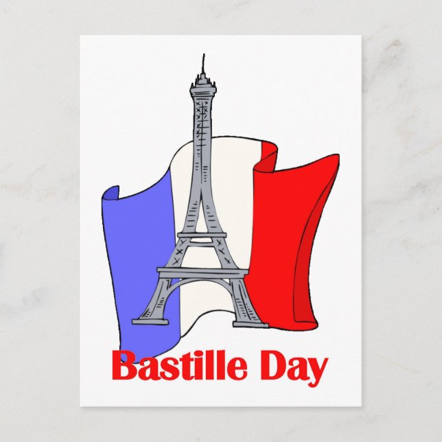 Eiffel Tower and French Flag Bastille Day Tees Postcard (Front)