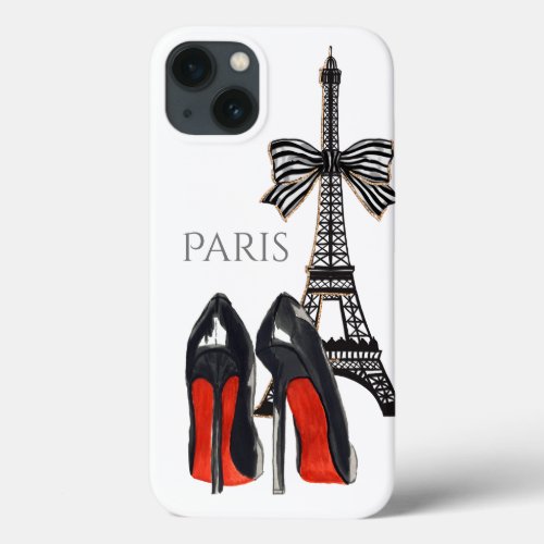 Eiffel Tower and High Heels Red Black iPhone 13 Case