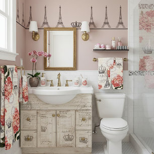 Eiffel Tower and hydrangea Bath Towel Set