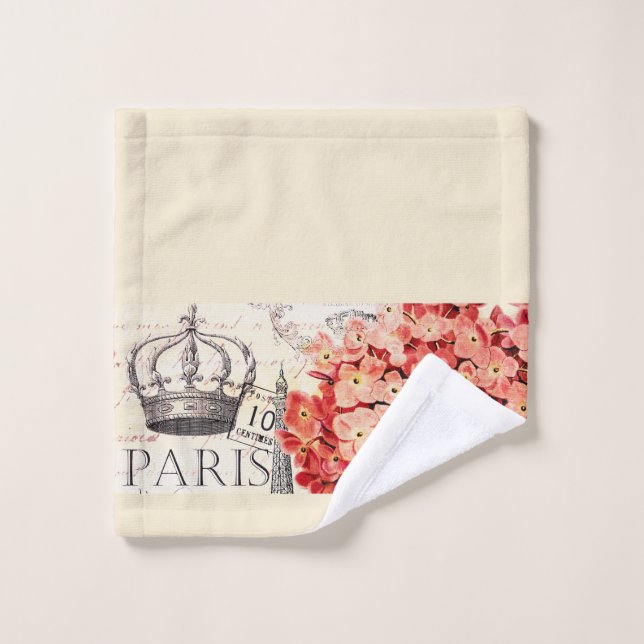 Eiffel Tower and hydrangea  Bath Towel Set (Wash Cloth)