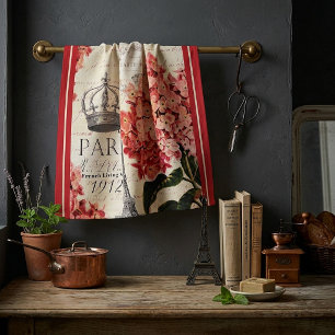 Eiffel Tower and hydrangea Kitchen Towel