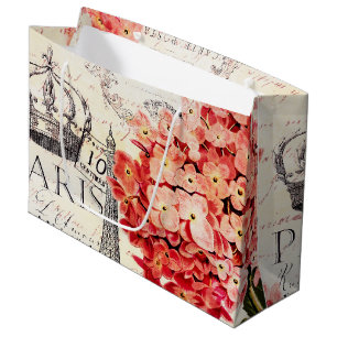 Eiffel Tower and hydrangea Large Gift Bag