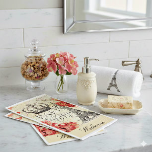 Eiffel Tower and hydrangea Paper Guest Towels