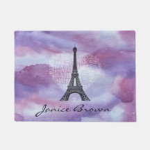 Eiffel Tower and Inscriptions Paris in Heart