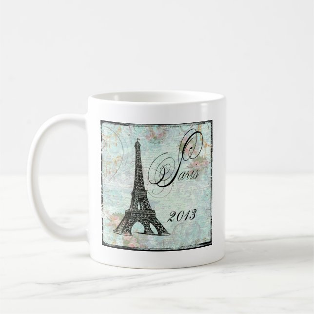 Eiffel Tower and Pink Roses Paris Coffee Mug (Left)