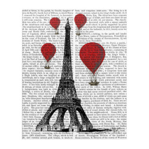 Eiffel Tower and Red Hot Air Balloons Acrylic Print