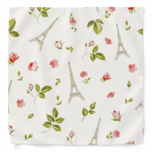 Eiffel Tower and Roses Bandana