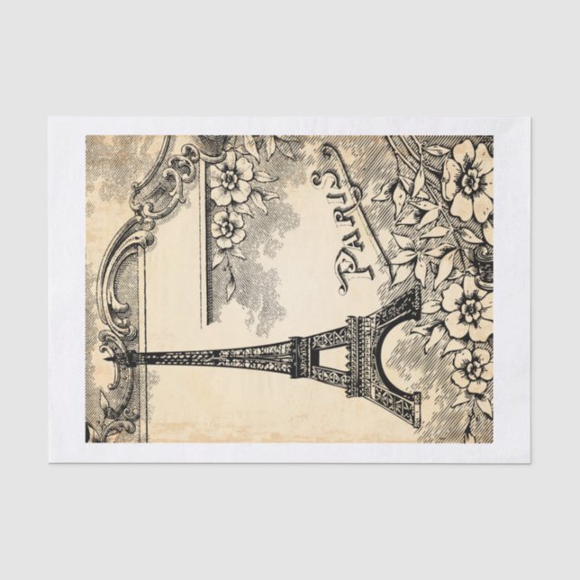 Eiffel Tower and the Word "Paris" Print Tissue Paper (Front)