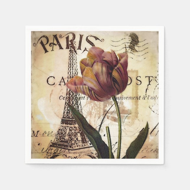 Eiffel tower and tulip paper napkins (Front)