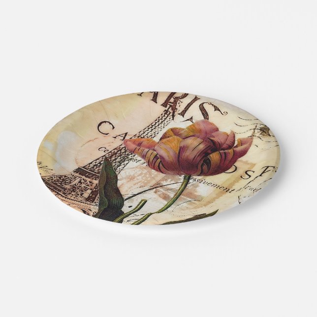 Eiffel tower and tulip paper plates (Angled)