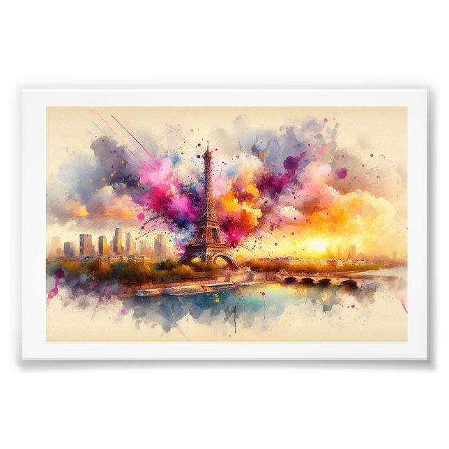 Eiffel Tower and Vibrant Skyline,  Photo Print (Front)