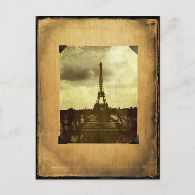 Eiffel Tower Antiqued Scrapbook Page Postcard (Front)