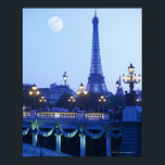 Eiffel Tower at Dusk Poster<br><div class="desc">moonrise above crowded bridgeway | Grant Faint | AssetID: 91956328</div>