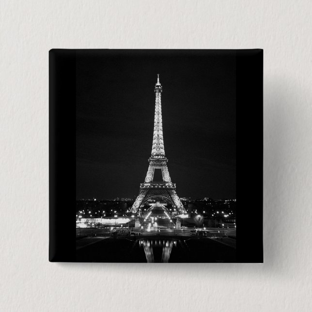 Eiffel Tower at Night - B/W Button (Front)
