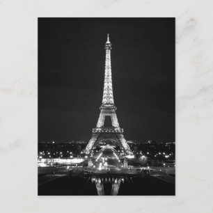 Eiffel Tower at Night - B/W Invitation