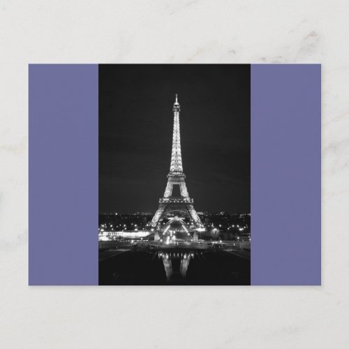 Eiffel Tower at Night _ BW Postcard