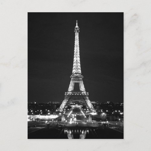 Eiffel Tower at Night _ BW Postcard