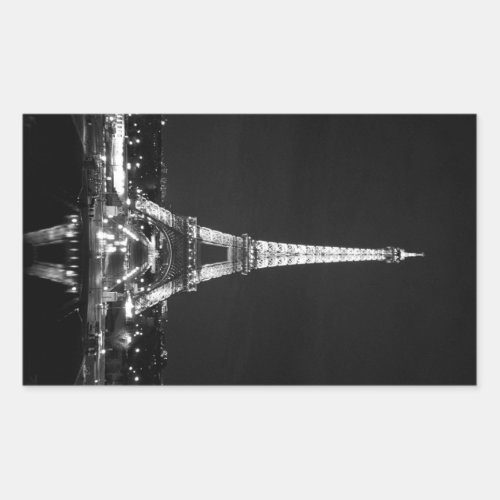 Eiffel Tower at Night _ BW rectangle Rectangular Sticker