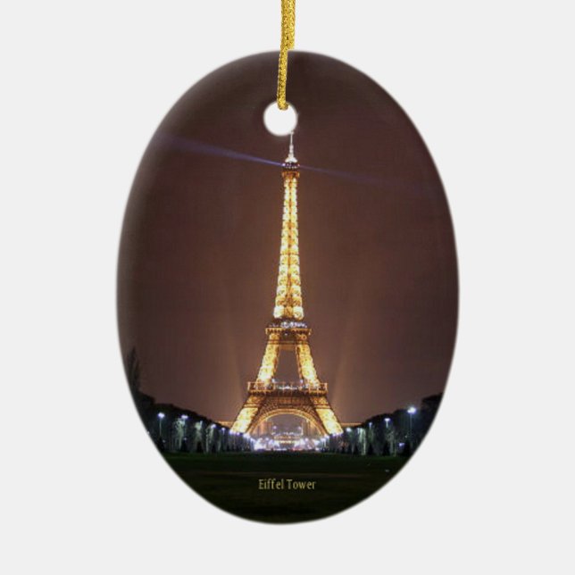 Eiffel Tower at Night Ceramic Ornament (Front)